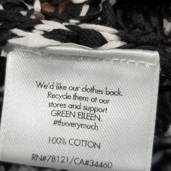 Eileen Fisher Med? Black White Open Front Cotton Waterfall Cardigan - Picture 5 of 6